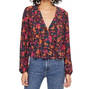 Topshop floral wrap top